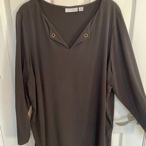 Susan Graver Liquid Knit V-Neck Top with Grommets